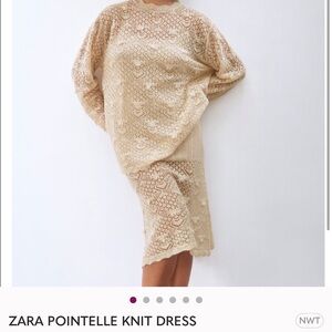 Zara Beige Pointelle Knit Dress